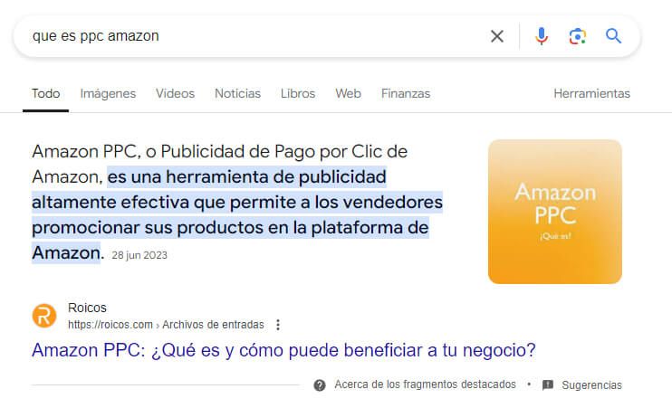 featured snippet texto