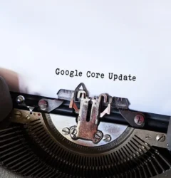 Profesional de marketing digital analiza métricas de posicionamiento web en pantalla para optimizar su ecommerce según Google.